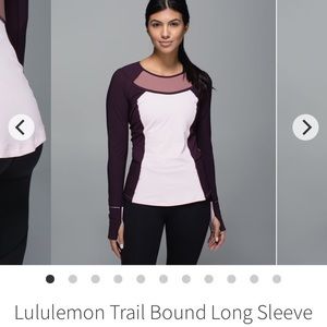 Lululemon Trail Bound LS size8. BlackCherry/StrawberryMilkshake/BarkBerry